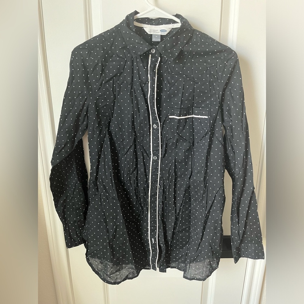 Black Polka Dot Tunic Shirt - M